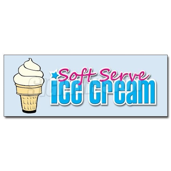 SOFT SERVE VANILLA ICE CREAM DECAL sticker icecream supplies, D-36 Soft Serve Vanilla